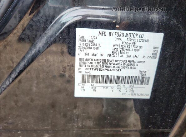 3FTTW8E34PRA99543 2023 FORD MAVERICK Black Շարժիչի բաժամունքի տեսք