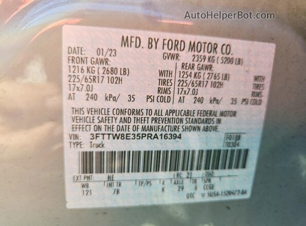 3FTTW8E35PRA16394 2023 FORD MAVERICK Серый Вид подкапотного пространства
