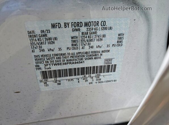 3FTTW8E38PRA94541 2023 FORD MAVERICK Белый Вид наклейки с VIN-кодом
