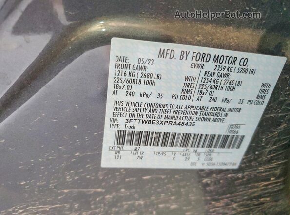3FTTW8E3XPRA48435 2023 FORD MAVERICK Серый Вид подкапотного пространства