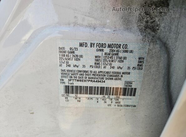 3FTTW8E97PRA49434 2023 FORD MAVERICK White Vista del compartimento del motor