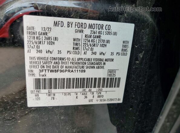 3FTTW8F96PRA11109 2023 FORD MAVERICK Black Շարժիչի բաժամունքի տեսք