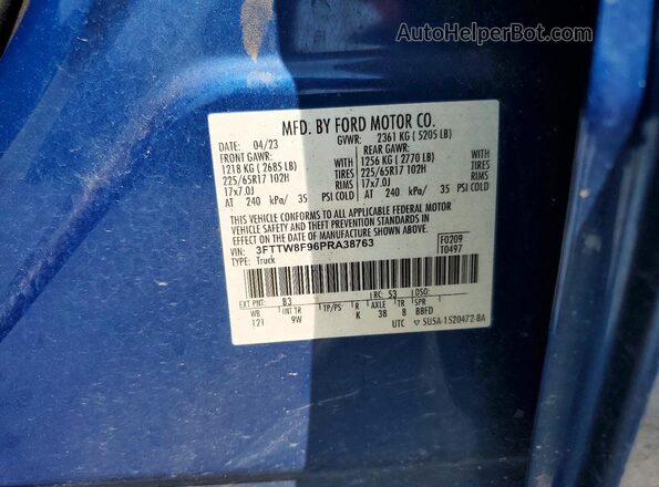 3FTTW8F96PRA38763 2023 FORD MAVERICK Синий Вид подкапотного пространства