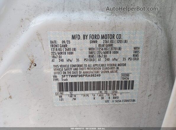 3FTTW8F96PRA98249 2023 FORD MAVERICK White Widok komory silnika