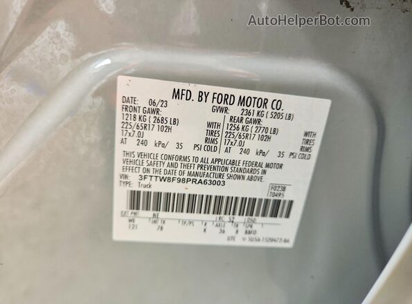 3FTTW8F98PRA63003 2023 FORD MAVERICK Серый Вид подкапотного пространства