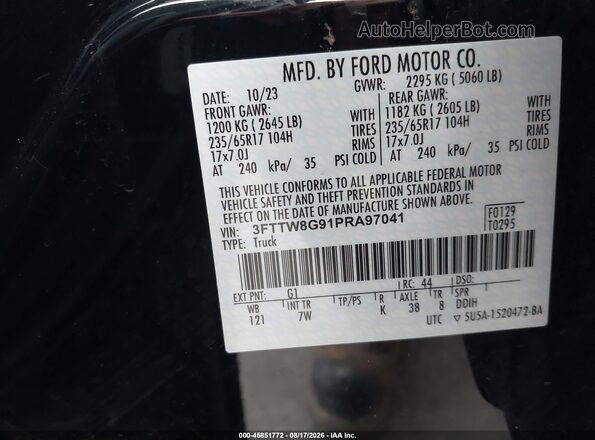 3FTTW8G91PRA97041 2023 FORD MAVERICK Black Widok komory silnika