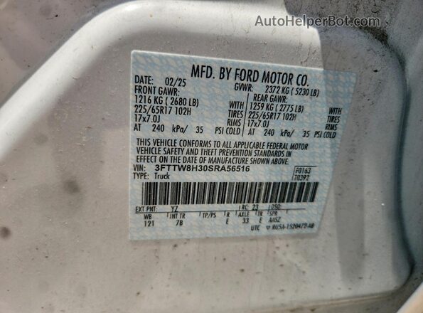 3FTTW8H30SRA56516 2025 FORD MAVERICK Белый Вид подкапотного пространства