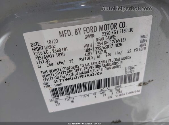 3FTTW8H37RRA03709 2024 FORD MAVERICK Gray Widok komory silnika