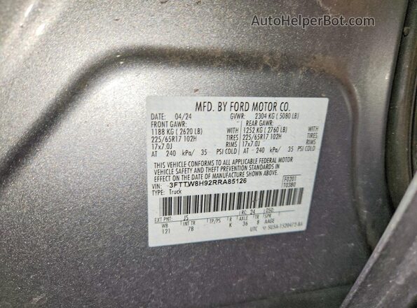 3FTTW8H92RRA85126 2024 FORD MAVERICK Silver Widok komory silnika