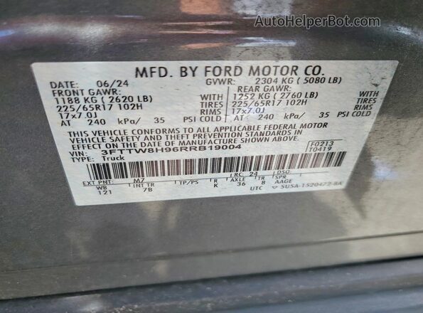 3FTTW8H96RRB19004 2024 FORD MAVERICK Gray Շարժիչի բաժամունքի տեսք