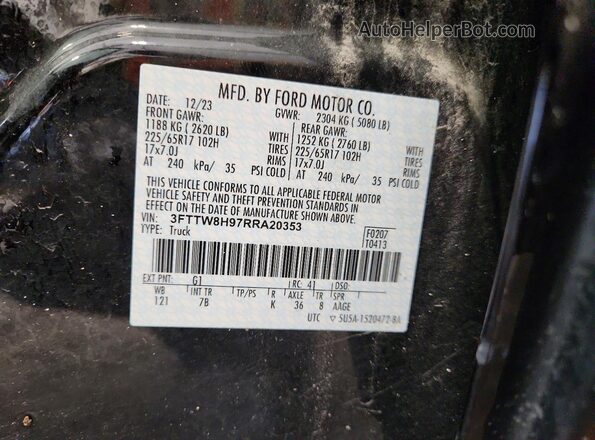 3FTTW8H97RRA20353 2024 FORD MAVERICK Black Vista del compartimento del motor