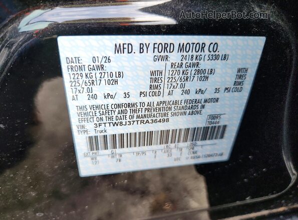 3FTTW8J37TRA36498 2026 FORD MAVERICK Black Engine compartment view