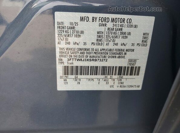 3FTTW8J3XSRB73272 2025 FORD MAVERICK Blue Շարժիչի բաժամունքի տեսք
