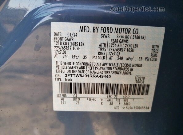 3FTTW8J91RRA49440 2024 FORD MAVERICK Gray ძრავის განყოფილების ხედი