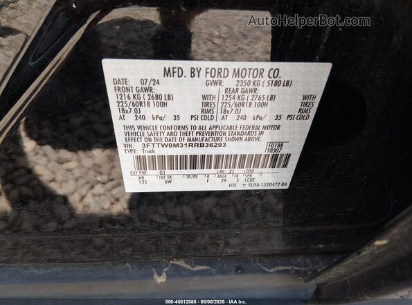 3FTTW8M31RRB36293 2024 FORD MAVERICK Black ძრავის განყოფილების ხედი
