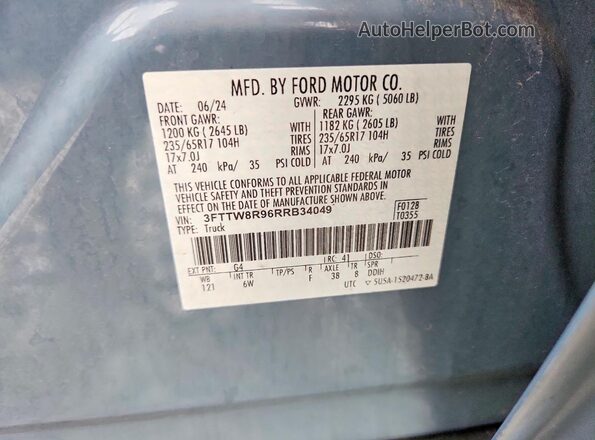 3FTTW8R96RRB34049 2024 FORD MAVERICK Blue ძრავის განყოფილების ხედი