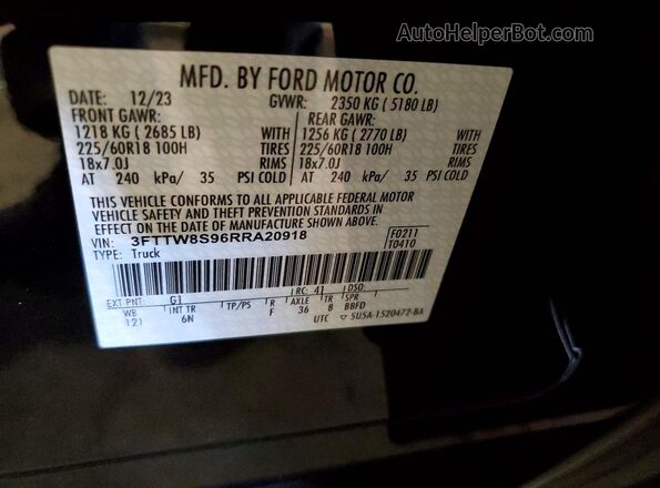 3FTTW8S96RRA20918 2024 FORD MAVERICK Black ძრავის განყოფილების ხედი