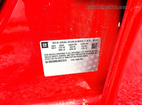 3G1BE6SM0JS527312 2018 CHEVROLET CRUZE Red Շարժիչի բաժամունքի տեսք