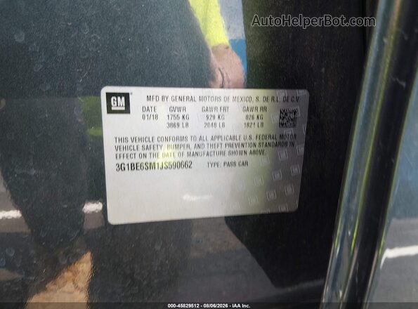 3G1BE6SM1JS590662 2018 CHEVROLET CRUZE Black Widok komory silnika