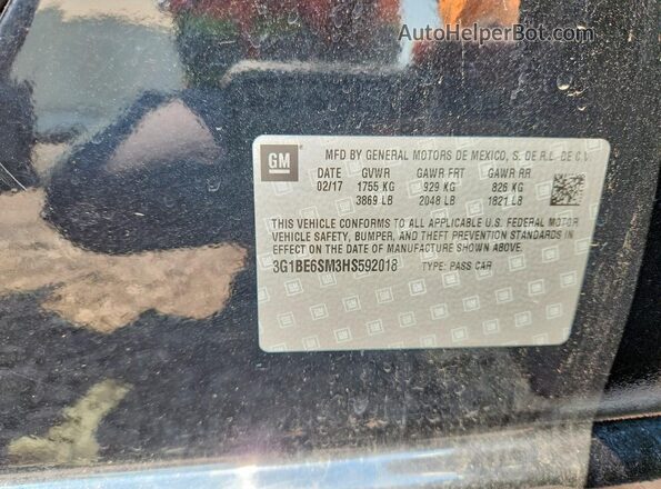 3G1BE6SM3HS592018 2017 CHEVROLET CRUZE Black Շարժիչի բաժամունքի տեսք