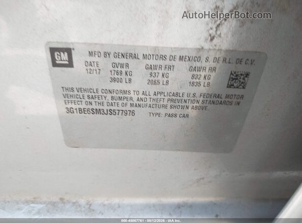 3G1BE6SM3JS577976 2018 CHEVROLET CRUZE Серебряный Вид подкапотного пространства