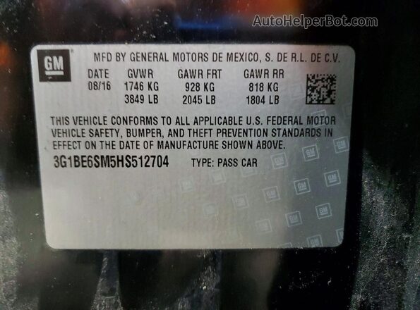 3G1BE6SM5HS512704 2017 CHEVROLET CRUZE Black Вид підкапотного простору