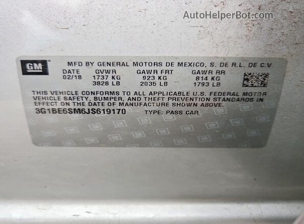 3G1BE6SM6JS619170 2018 CHEVROLET CRUZE Silver Engine compartment view