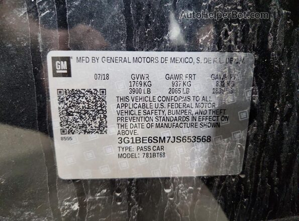 3G1BE6SM7JS653568 2018 CHEVROLET CRUZE Black ძრავის განყოფილების ხედი
