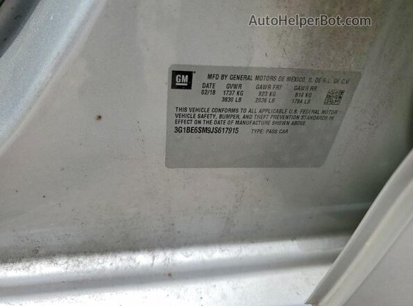 3G1BE6SM9JS617915 2018 CHEVROLET CRUZE White Widok naklejki z numerem VIN