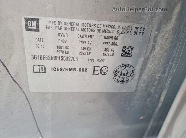 3G1BF6SM8HS532703 2017 CHEVROLET CRUZE Серый Вид подкапотного пространства