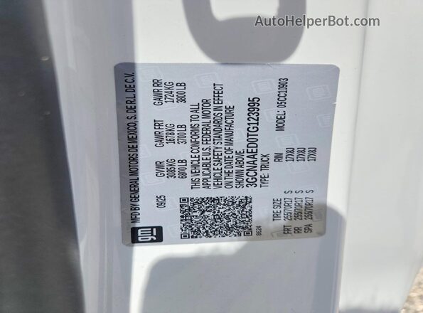 3GCNAAED0TG123995 2026 CHEVROLET SILVERADO White Widok naklejki z numerem VIN
