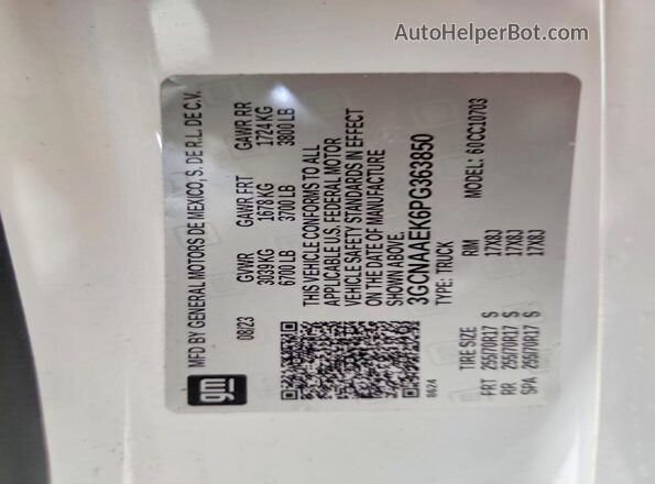3GCNAAEK6PG363850 2023 CHEVROLET SILVERADO Белый Вид подкапотного пространства