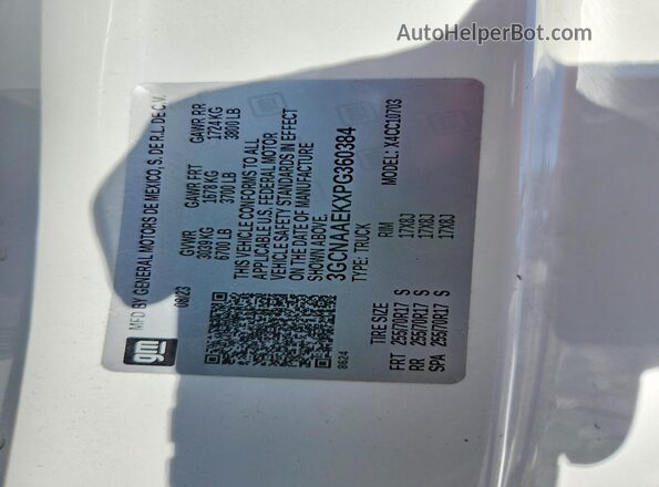 3GCNAAEKXPG360384 2023 CHEVROLET SILVERADO White Vista del compartimento del motor