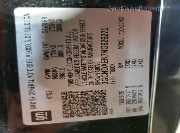 3GCNDAEK7NG626271 2022 CHEVROLET SILVERADO Черный Вид подкапотного пространства