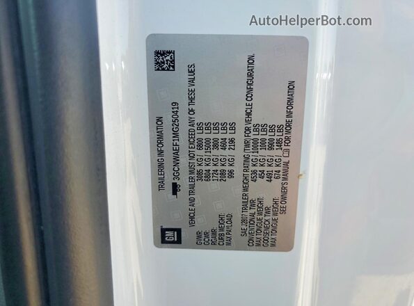 3GCNWAEF1MG250419 2021 CHEVROLET SILVERADO White Engine compartment view