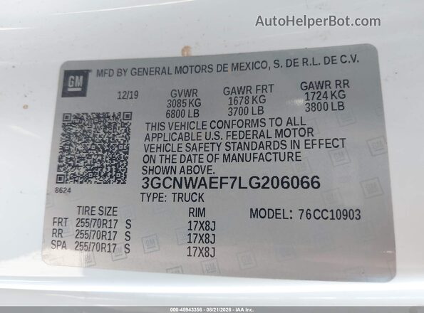 3GCNWAEF7LG206066 2020 CHEVROLET SILVERADO Белый Вид подкапотного пространства