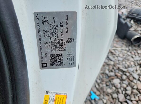 3GCNWAEFXLG341171 2020 CHEVROLET SILVERADO White VIN կոդի պիտակի տեսք