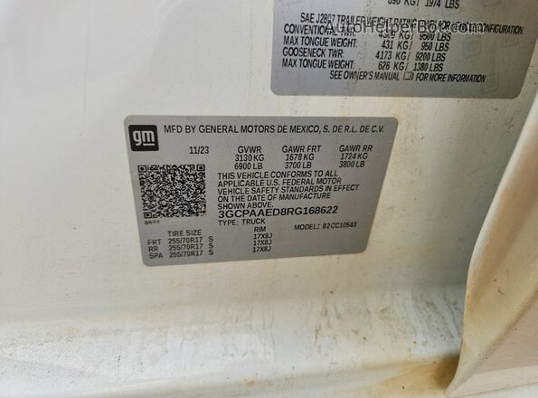 3GCPAAED8RG168622 2024 CHEVROLET SILVERADO Белый Вид подкапотного пространства