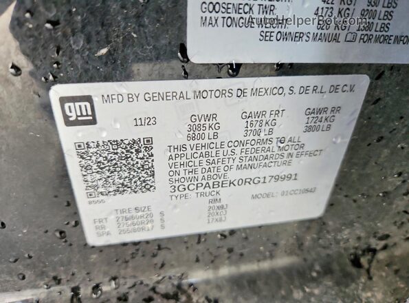 3GCPABEK0RG179991 2024 CHEVROLET SILVERADO Black Vista del compartimento del motor