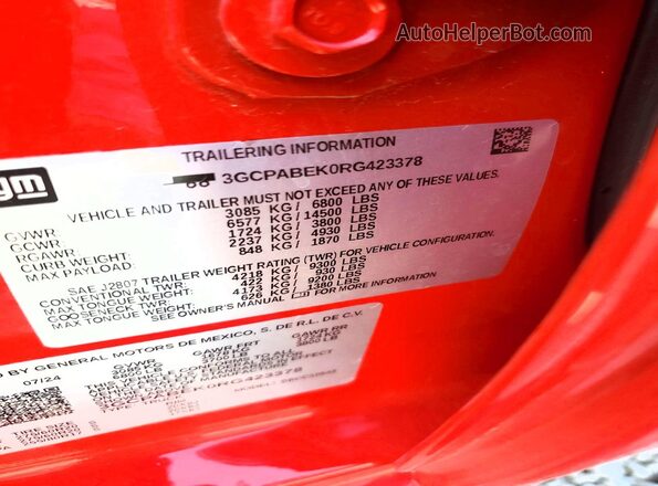 3GCPABEK0RG423378 2024 CHEVROLET SILVERADO Red Widok komory silnika