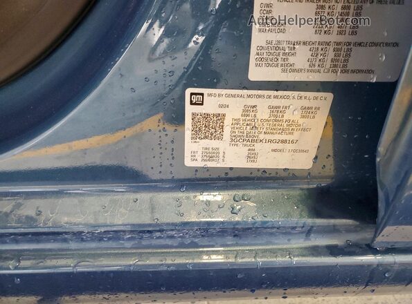 3GCPABEK1RG288167 2024 CHEVROLET SILVERADO Blue Вид наклейки з VIN-кодом