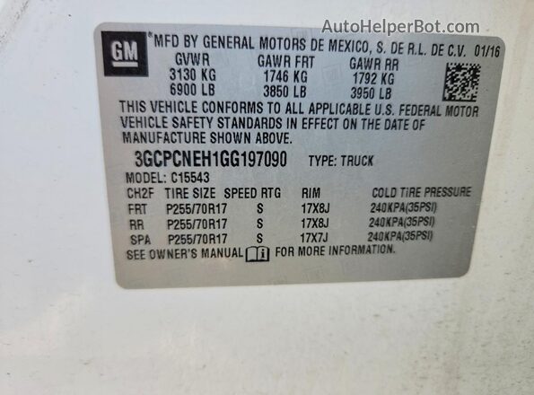 3GCPCNEH1GG197090 2016 CHEVROLET SILVERADO White Շարժիչի բաժամունքի տեսք