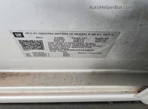 3GCPCPEH0JG155822 2018 CHEVROLET SILVERADO Silver Вид підкапотного простору