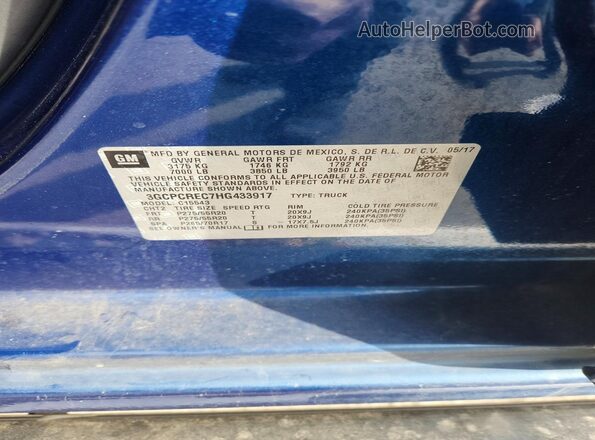 3GCPCREC7HG433917 2017 CHEVROLET SILVERADO Blue Vista del compartimento del motor
