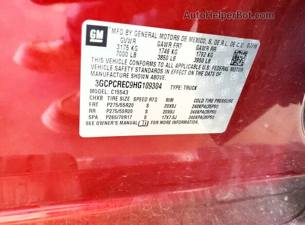 3GCPCREC9HG109304 2017 CHEVROLET SILVERADO Burgundy Widok komory silnika