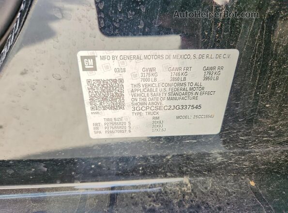 3GCPCSEC2JG337545 2018 CHEVROLET SILVERADO Black ძრავის განყოფილების ხედი