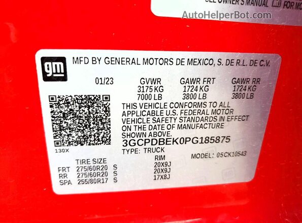 3GCPDBEK0PG185875 2023 CHEVROLET SILVERADO Red ძრავის განყოფილების ხედი