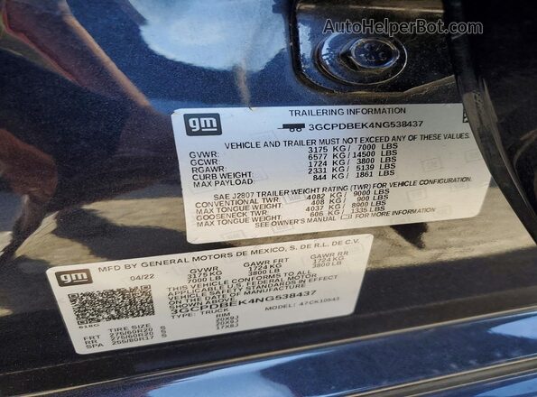 3GCPDBEK4NG538437 2022 CHEVROLET SILVERADO Black Widok komory silnika