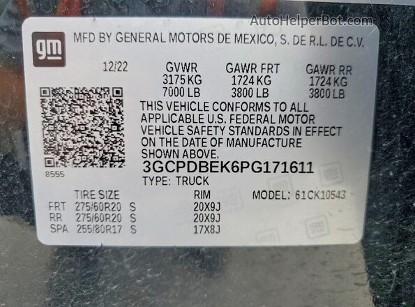 3GCPDBEK6PG171611 2023 CHEVROLET SILVERADO Черный Вид подкапотного пространства