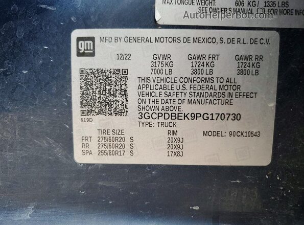 3GCPDBEK9PG170730 2023 CHEVROLET SILVERADO Blue Շարժիչի բաժամունքի տեսք